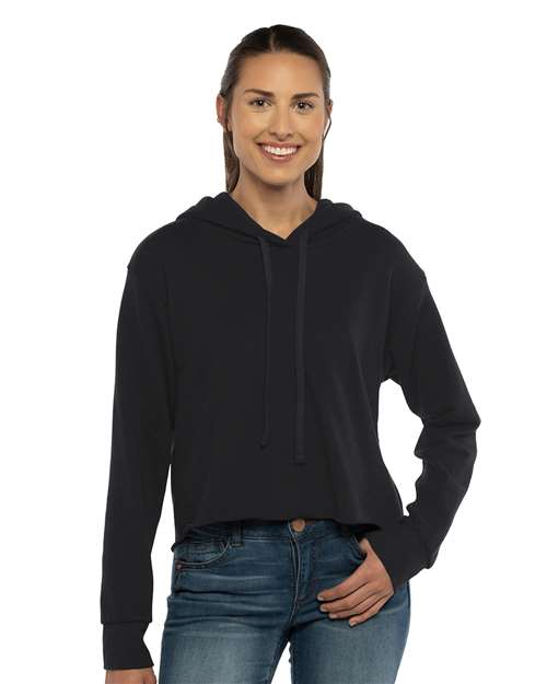 Next Level Women's Laguna Sueded Raw Edge Crop Hoodie Sweatshirt 9384 - HatFlow Company