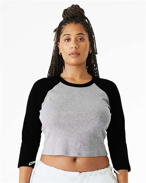 BELLA + CANVAS Women's Micro Rib Three-Quarter Raglan Sleeve Baby Tee 1200 - HatFlow Company