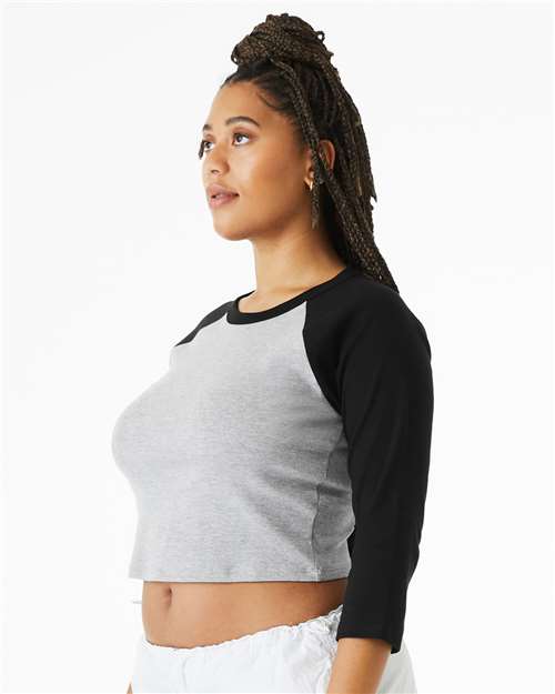 BELLA + CANVAS Women's Micro Rib Three-Quarter Raglan Sleeve Baby Tee 1200 - HatFlow Company