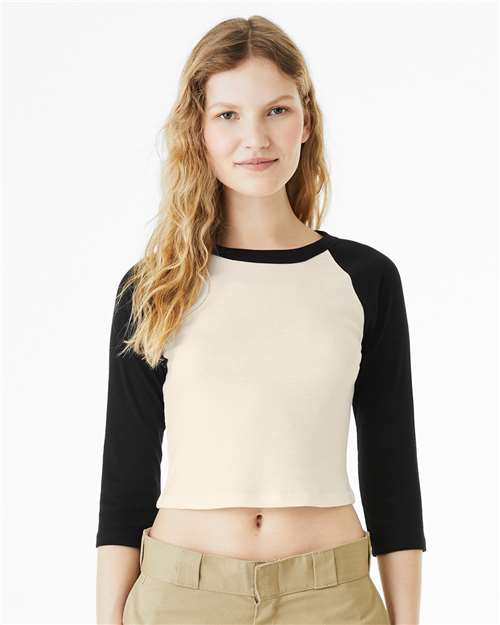 BELLA + CANVAS Women's Micro Rib Three-Quarter Raglan Sleeve Baby Tee 1200 - HatFlow Company