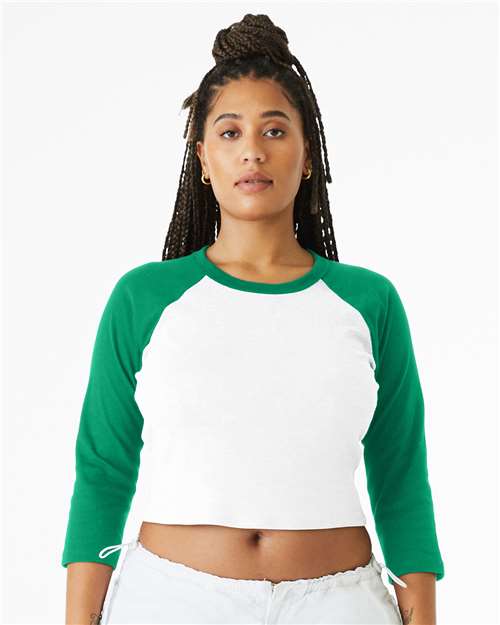 BELLA + CANVAS Women's Micro Rib Three-Quarter Raglan Sleeve Baby Tee 1200 - HatFlow Company