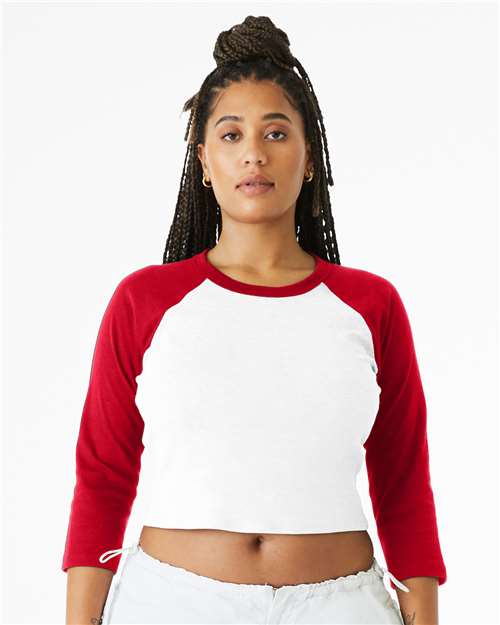 BELLA + CANVAS Women's Micro Rib Three-Quarter Raglan Sleeve Baby Tee 1200 - HatFlow Company