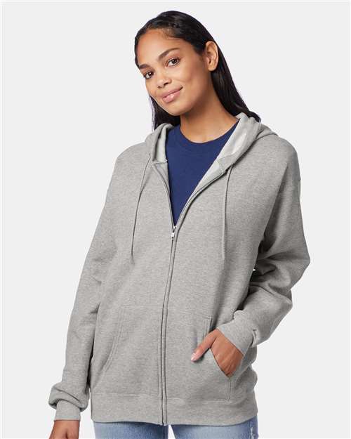 Hanes Unisex EcoSmart® Full-Zip Hooded Sweatshirt P180 - HatFlow Company