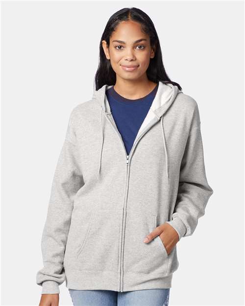 Hanes Unisex EcoSmart® Full-Zip Hooded Sweatshirt P180 - HatFlow Company