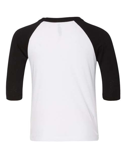BELLA + CANVAS Toddler Three-Quarter Sleeve Baseball Tee 3200T - HatFlow Company