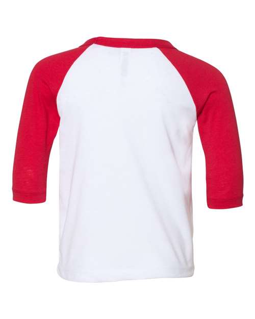 BELLA + CANVAS Toddler Three-Quarter Sleeve Baseball Tee 3200T - HatFlow Company
