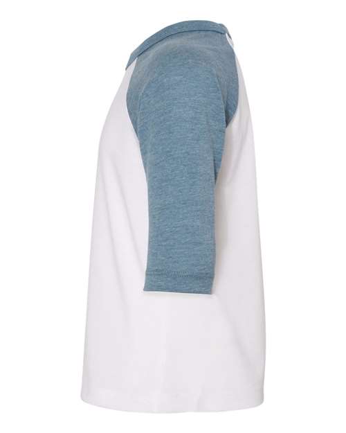 BELLA + CANVAS Toddler Three-Quarter Sleeve Baseball Tee 3200T - HatFlow Company