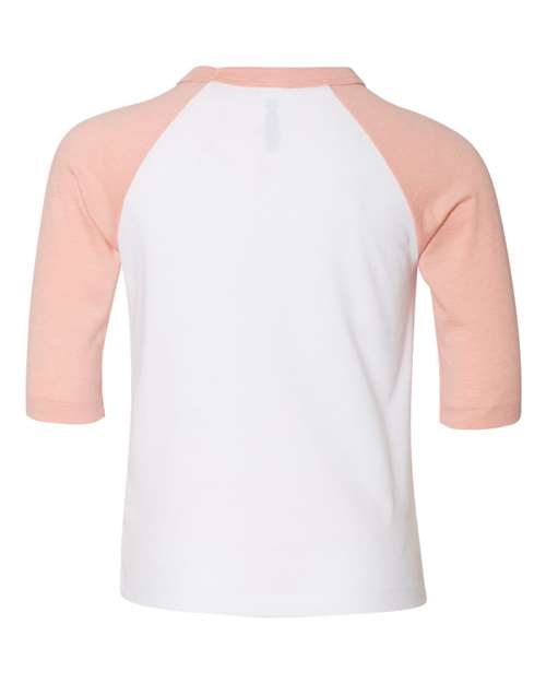 BELLA + CANVAS Toddler Three-Quarter Sleeve Baseball Tee 3200T - HatFlow Company