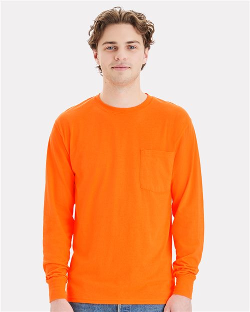 Hanes Unisex Workwear Long Sleeve Pocket T-Shirt W120 - HatFlow Company