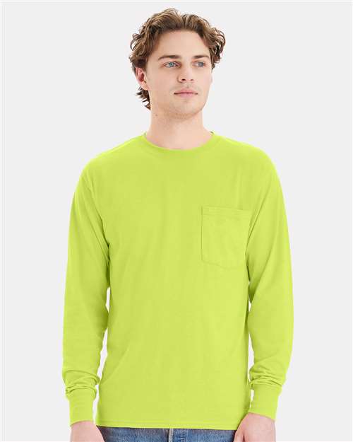 Hanes Unisex Workwear Long Sleeve Pocket T-Shirt W120 - HatFlow Company