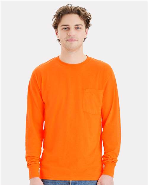 Hanes Unisex Workwear Long Sleeve Pocket T-Shirt W120 - HatFlow Company