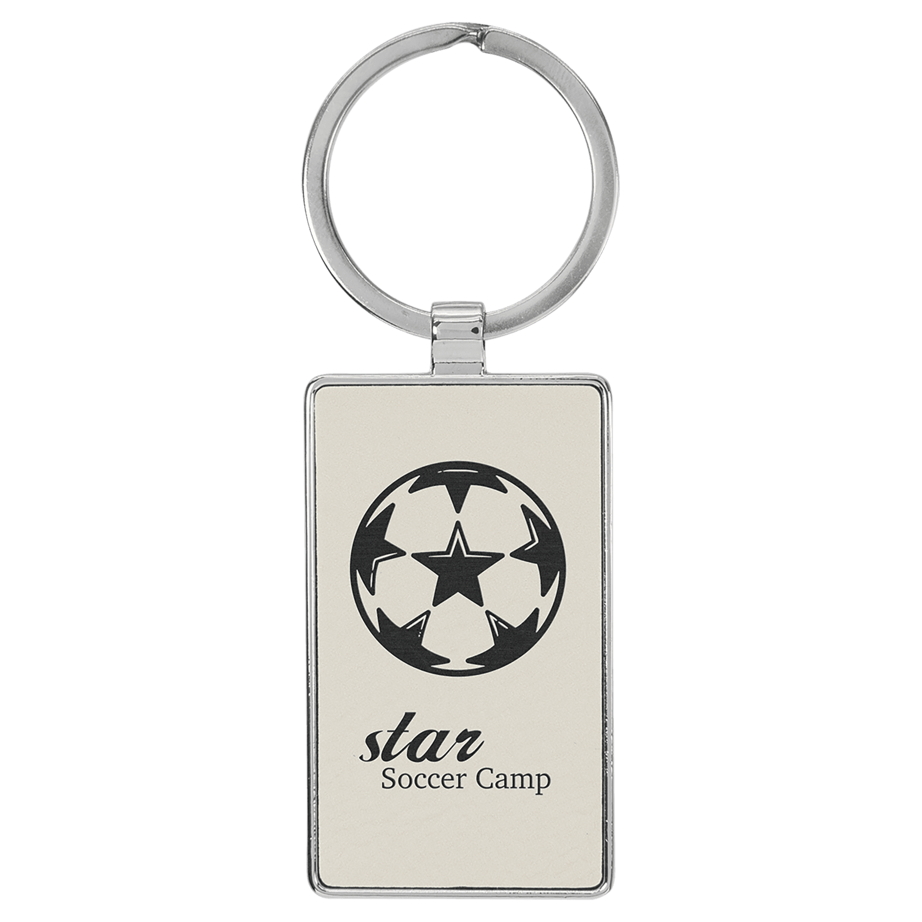 2 3/4" x 1 1/4" Laserable Leatherette/Metal Rectangle Keychain - HatFlow Company