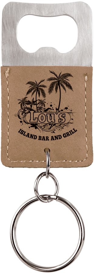 Rectangle Laserable Leatherette Bottle Opener Keychain - HatFlow Company