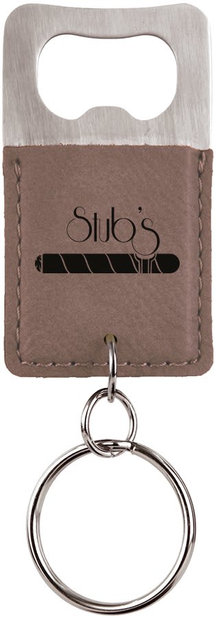 Rectangle Laserable Leatherette Bottle Opener Keychain - HatFlow Company