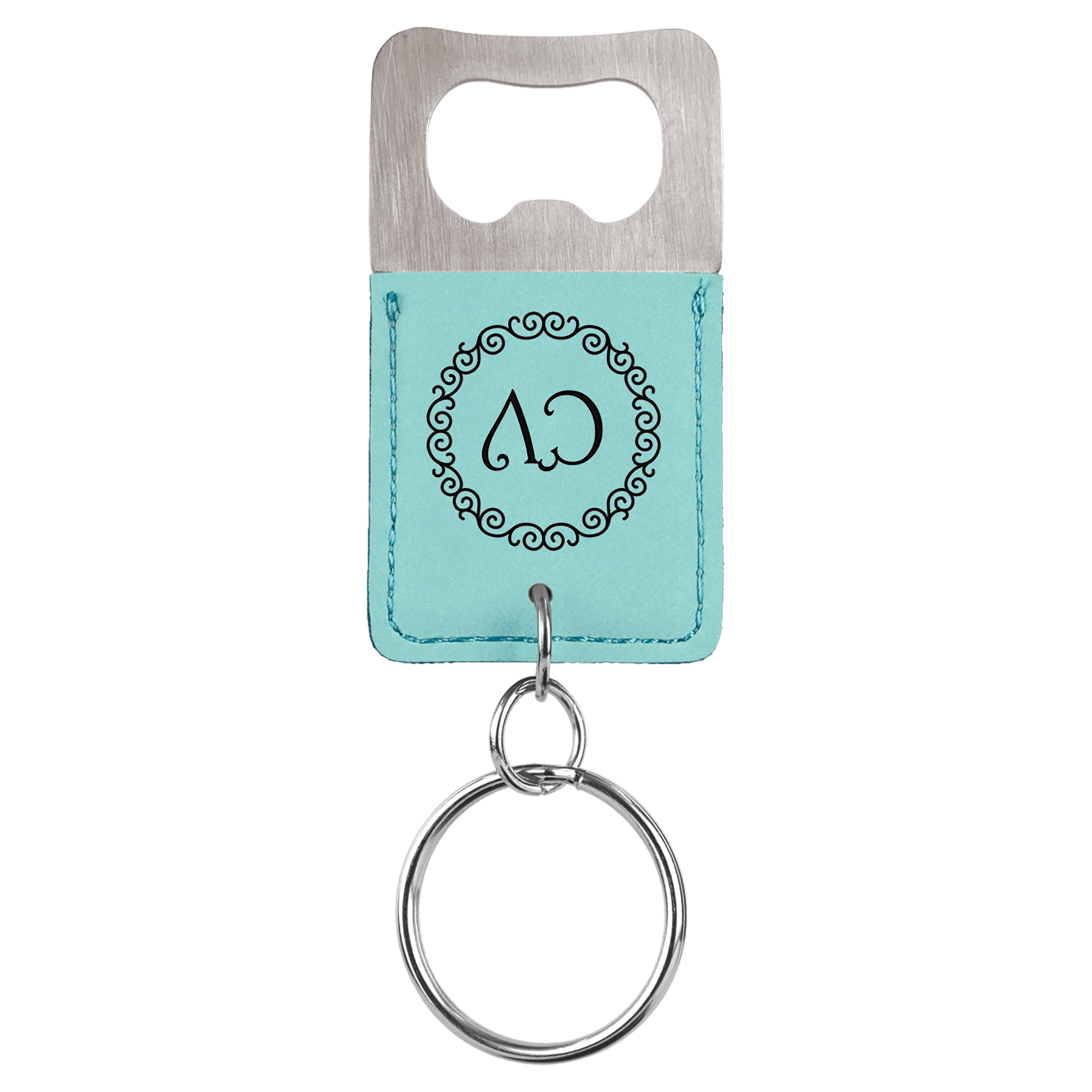Rectangle Laserable Leatherette Bottle Opener Keychain - HatFlow Company
