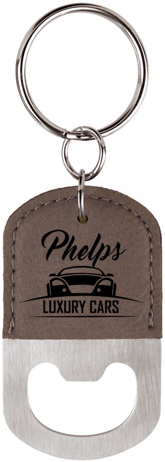 Oval Laserable Leatherette Bottle Opener Keychain - HatFlow Company