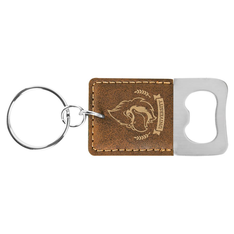 Rectangle Laserable Leatherette Bottle Opener Keychain - HatFlow Company