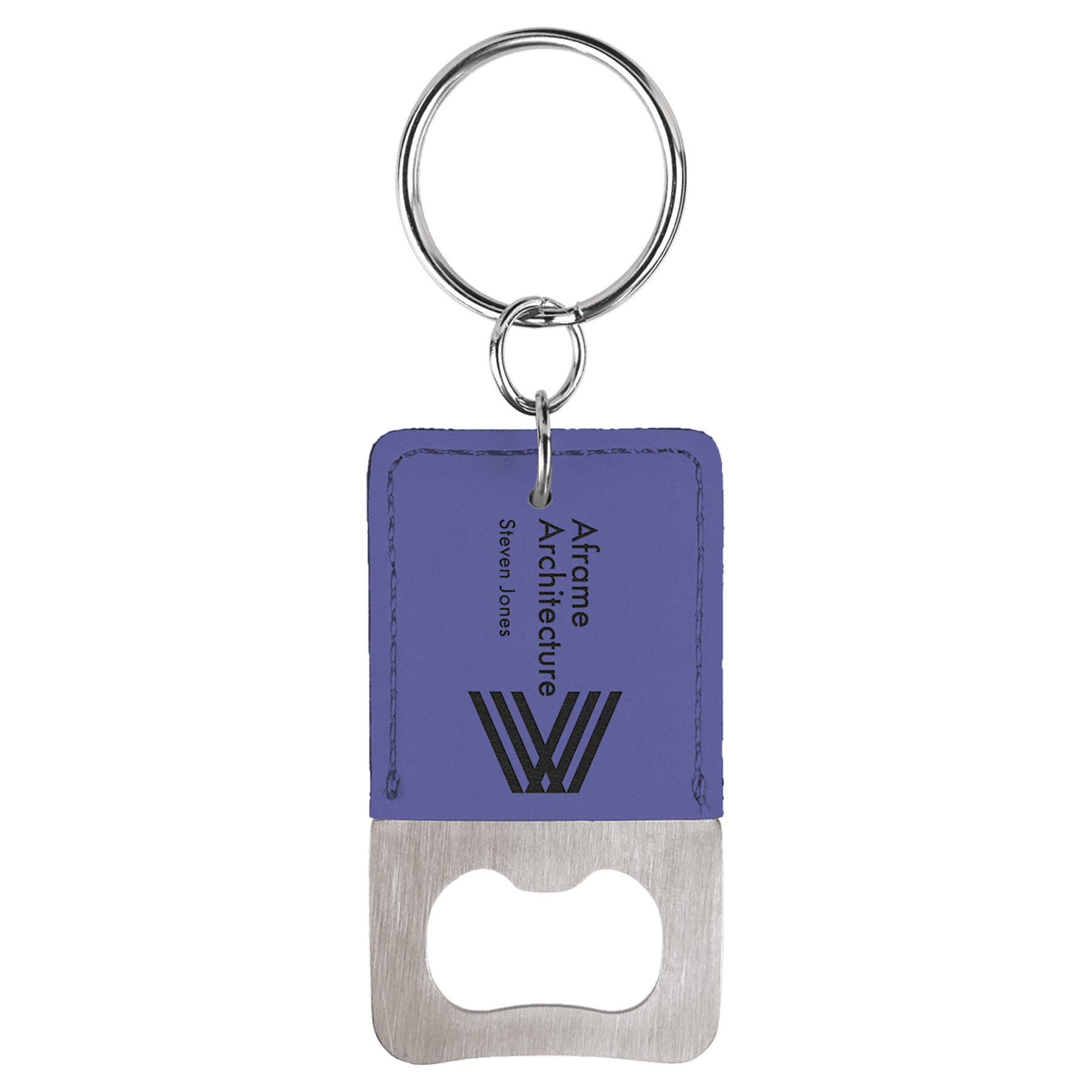Rectangle Laserable Leatherette Bottle Opener Keychain - HatFlow Company