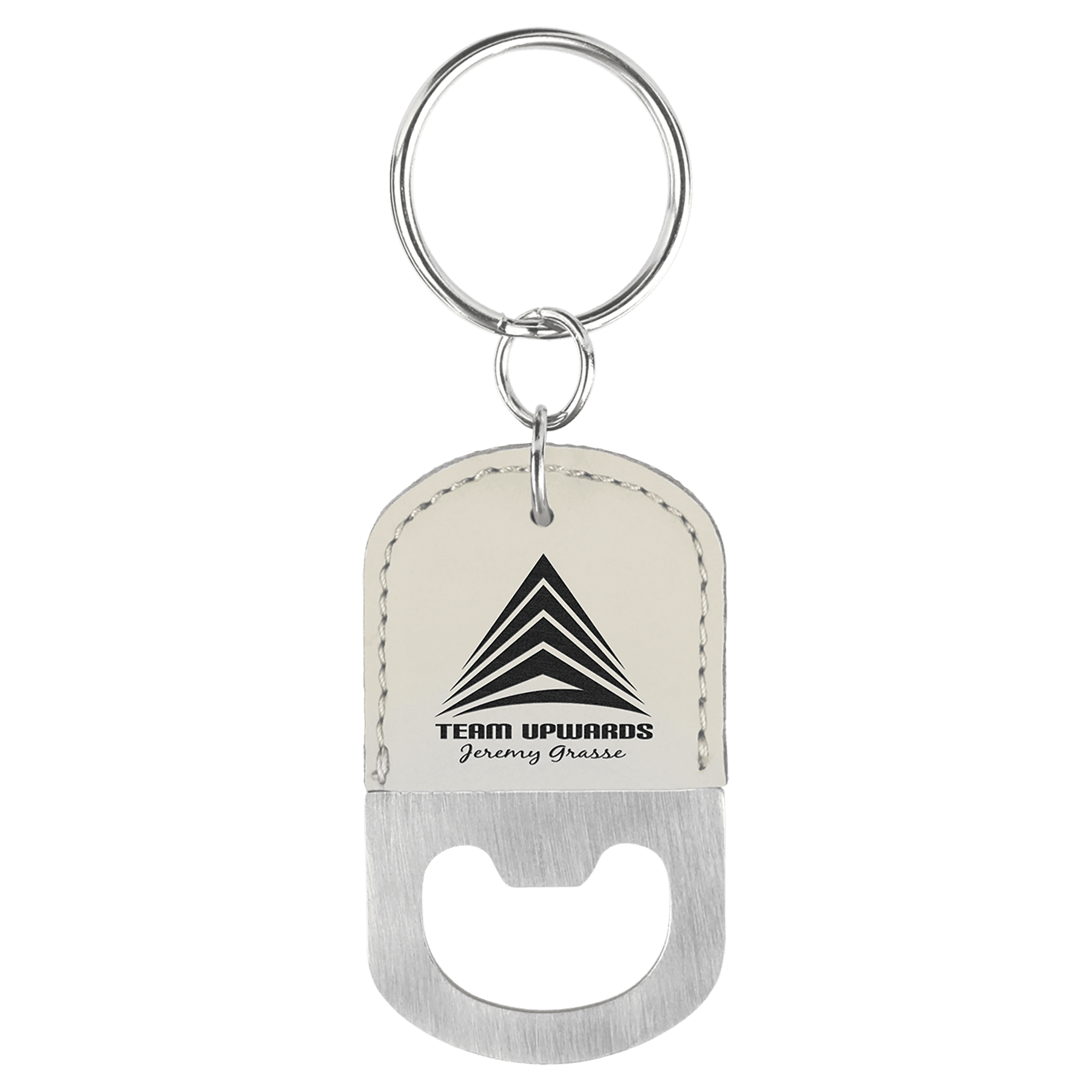 Oval Laserable Leatherette Bottle Opener Keychain - HatFlow Company