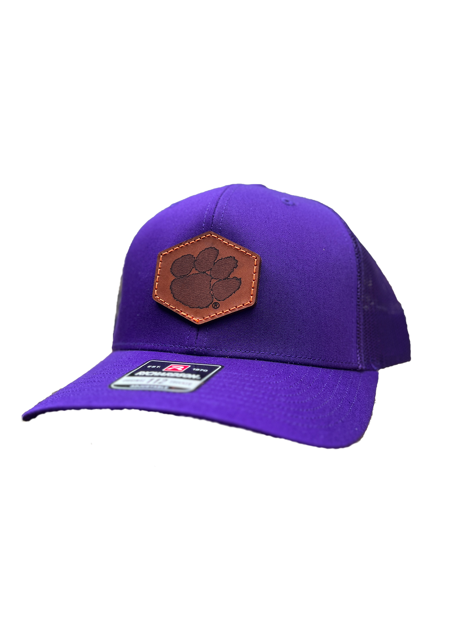 Clemson Tigers Richardson Leather Hat-(Tiger Paw) Patch Purple