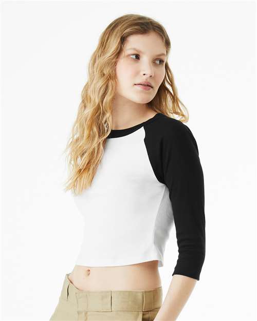 BELLA + CANVAS Women's Micro Rib Three-Quarter Raglan Sleeve Baby Tee 1200 - HatFlow Company