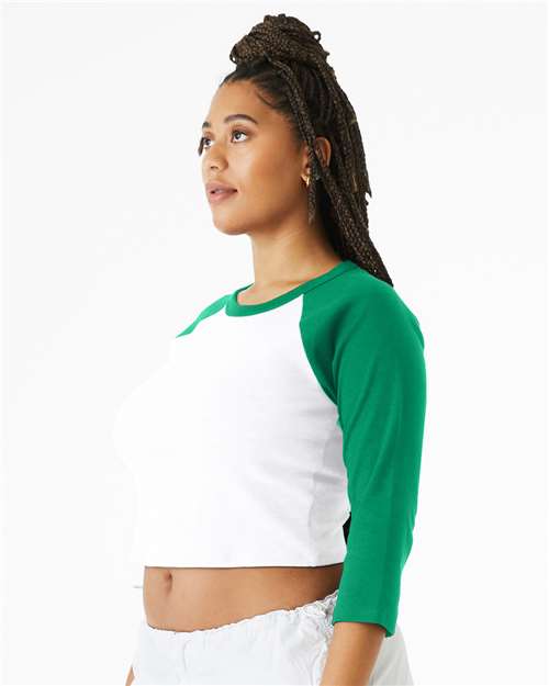 BELLA + CANVAS Women's Micro Rib Three-Quarter Raglan Sleeve Baby Tee 1200 - HatFlow Company