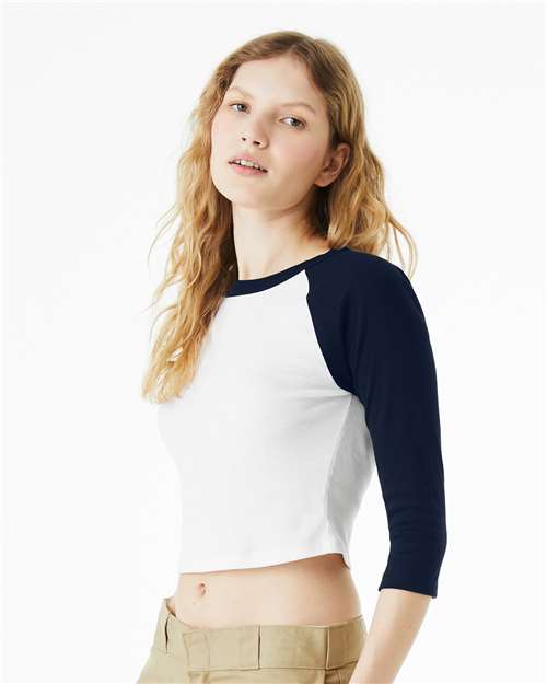 BELLA + CANVAS Women's Micro Rib Three-Quarter Raglan Sleeve Baby Tee 1200 - HatFlow Company