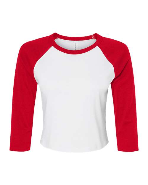 BELLA + CANVAS Women's Micro Rib Three-Quarter Raglan Sleeve Baby Tee 1200 - HatFlow Company