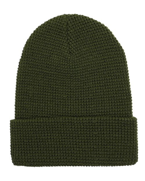 YP Classics Waffle Cuffed Knit Beanie 2501KC - HatFlow Company