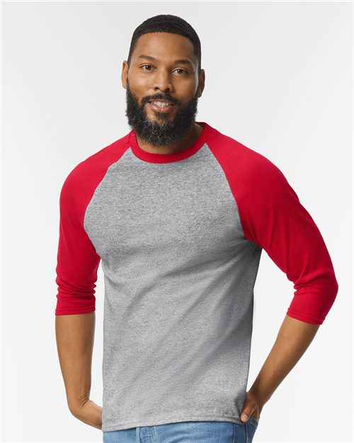 Gildan Unisex Heavy Cotton™ Raglan Three-Quarter Sleeve T-Shirt 5700 - HatFlow Company