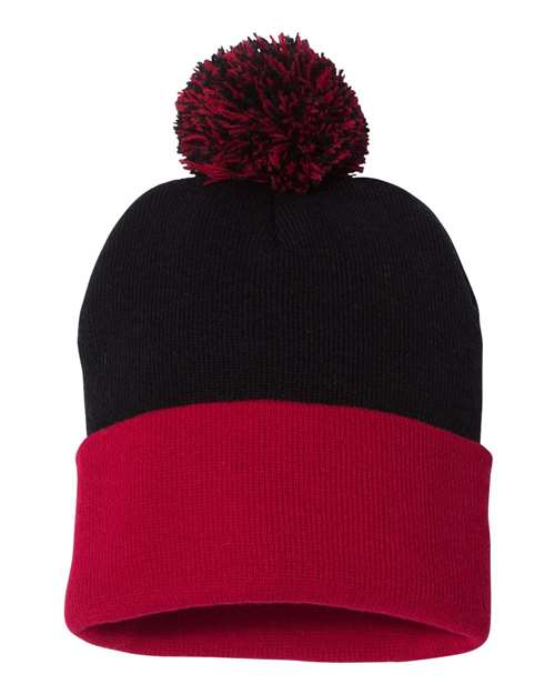 Sportsman 12" Pom-Pom Cuffed Beanie SP15 - HatFlow Company