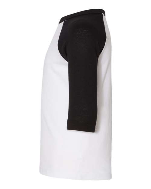 BELLA + CANVAS Toddler Three-Quarter Sleeve Baseball Tee 3200T - HatFlow Company