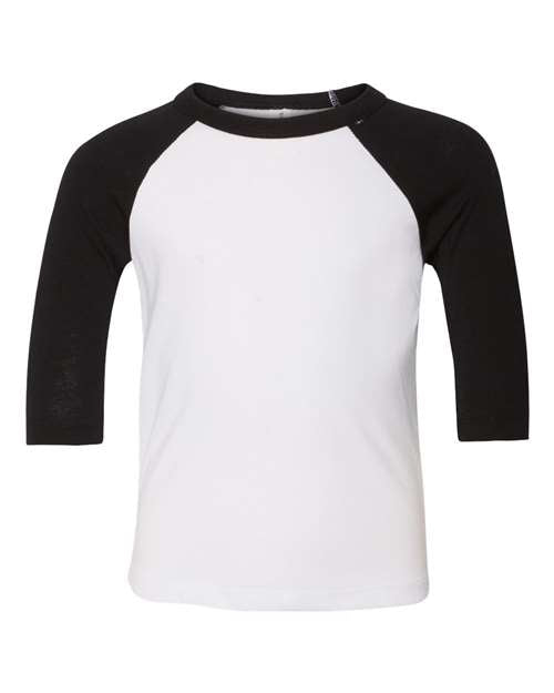 BELLA + CANVAS Toddler Three-Quarter Sleeve Baseball Tee 3200T - HatFlow Company
