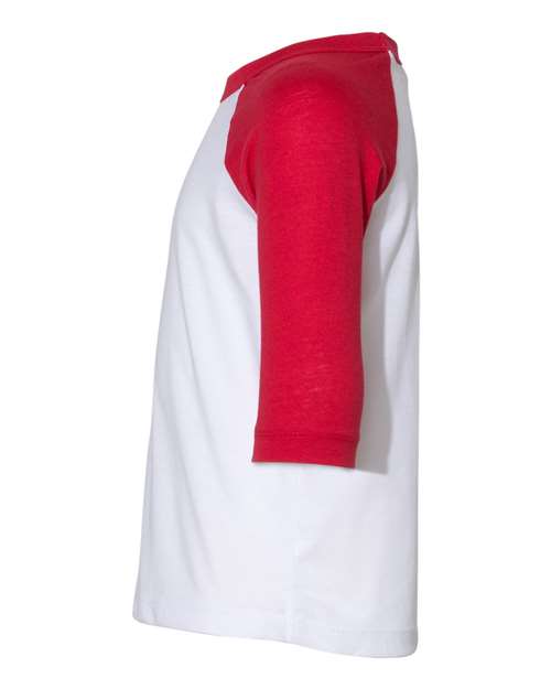 BELLA + CANVAS Toddler Three-Quarter Sleeve Baseball Tee 3200T - HatFlow Company
