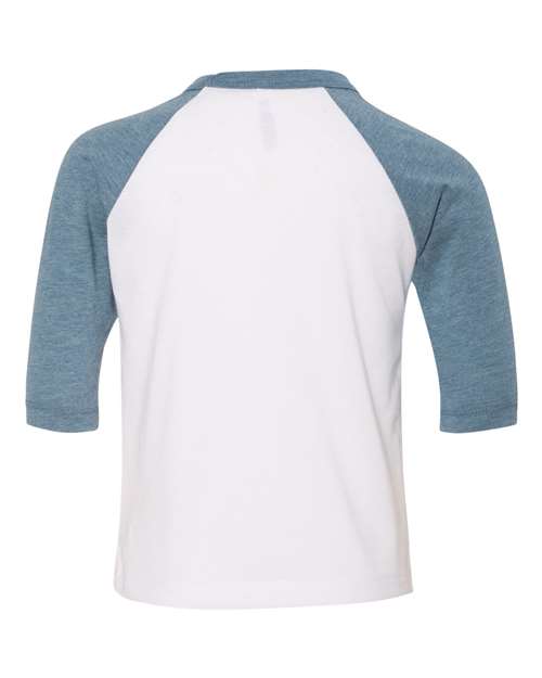 BELLA + CANVAS Toddler Three-Quarter Sleeve Baseball Tee 3200T - HatFlow Company