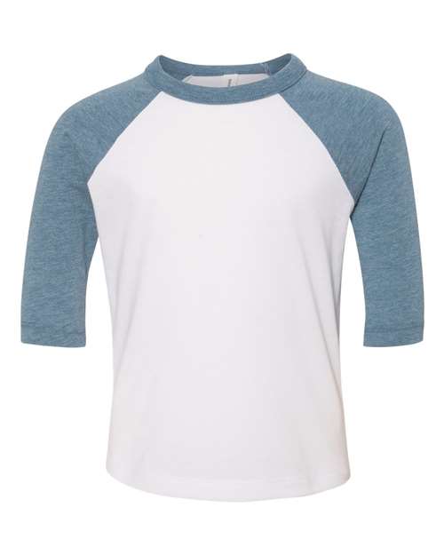 BELLA + CANVAS Toddler Three-Quarter Sleeve Baseball Tee 3200T - HatFlow Company