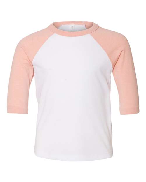 BELLA + CANVAS Toddler Three-Quarter Sleeve Baseball Tee 3200T - HatFlow Company