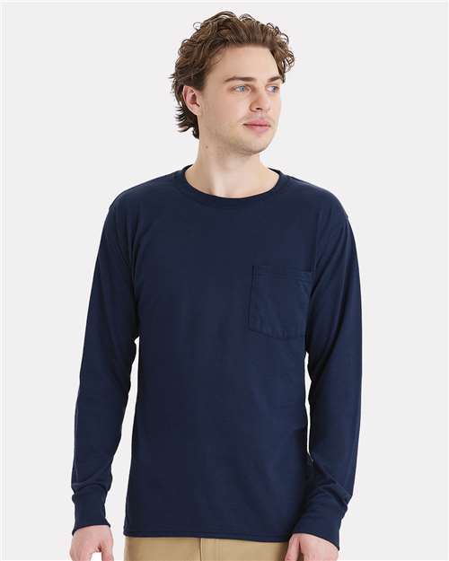 Hanes Unisex Workwear Long Sleeve Pocket T-Shirt W120 - HatFlow Company
