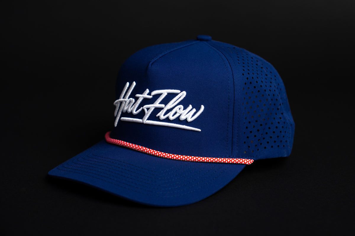 HatFlow Performance Rope Hat – Navy with Red/White Rope