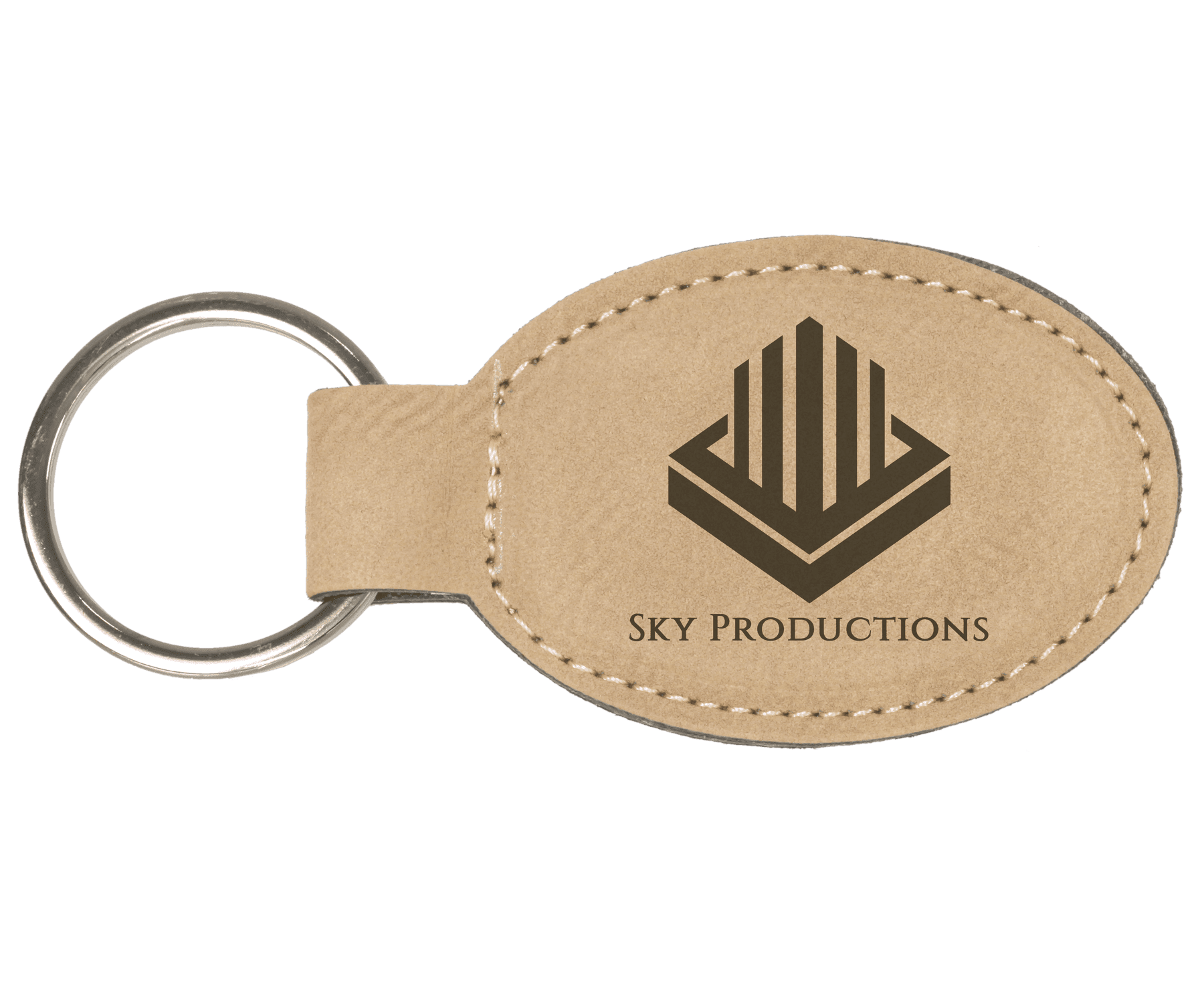 3" x 1 3/4" Laserable Leatherette Oval Keychain - HatFlow Company