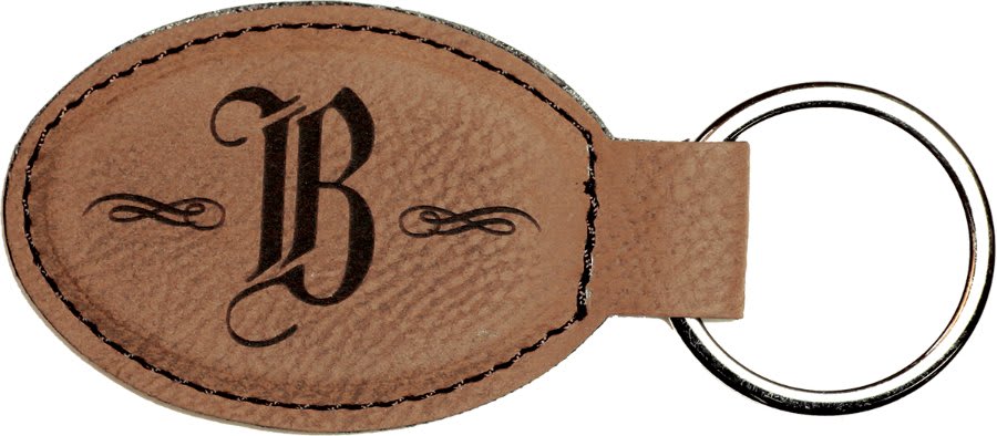 3" x 1 3/4" Laserable Leatherette Oval Keychain - HatFlow Company