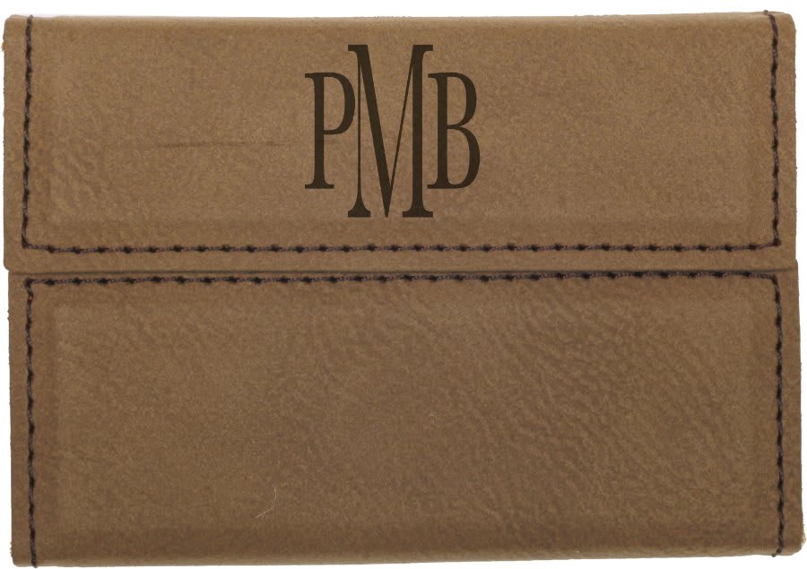 3 3/4" x 2 3/4" Laserable Leatherette Hard Business Card Holder - HatFlow Company