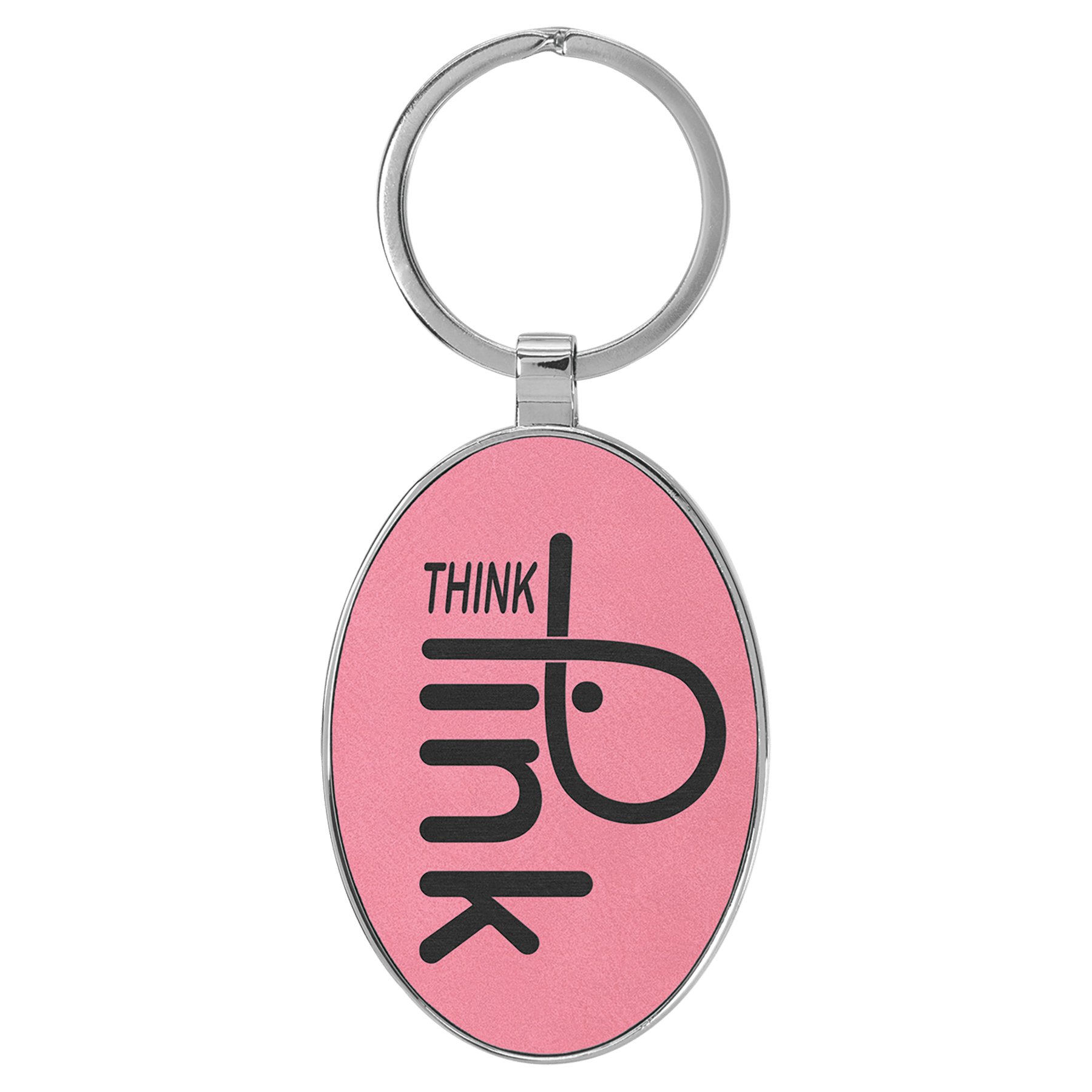 3" x 1 3/4" Laserable Leatherette/Metal Oval Keychain - HatFlow Company
