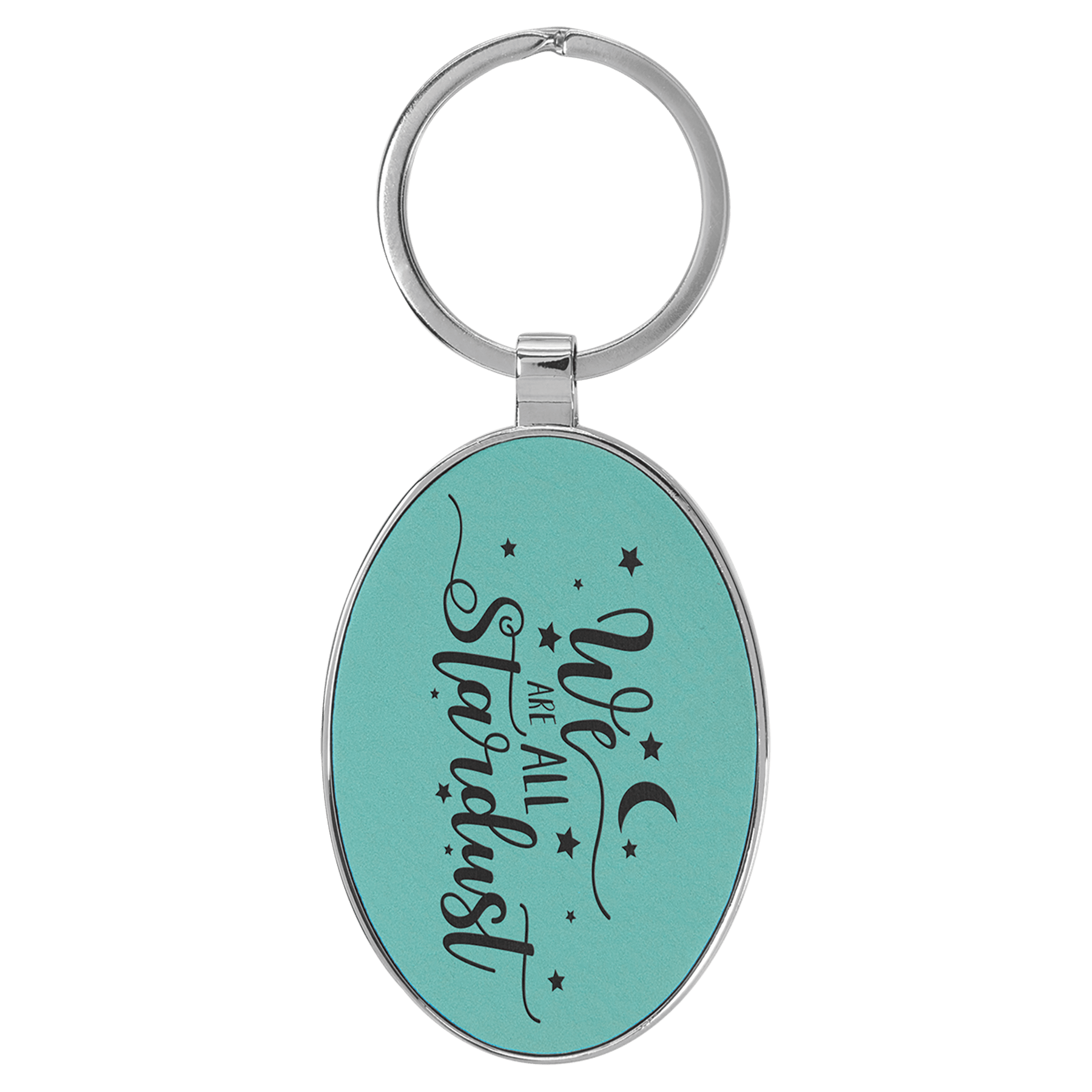 3" x 1 3/4" Laserable Leatherette/Metal Oval Keychain - HatFlow Company