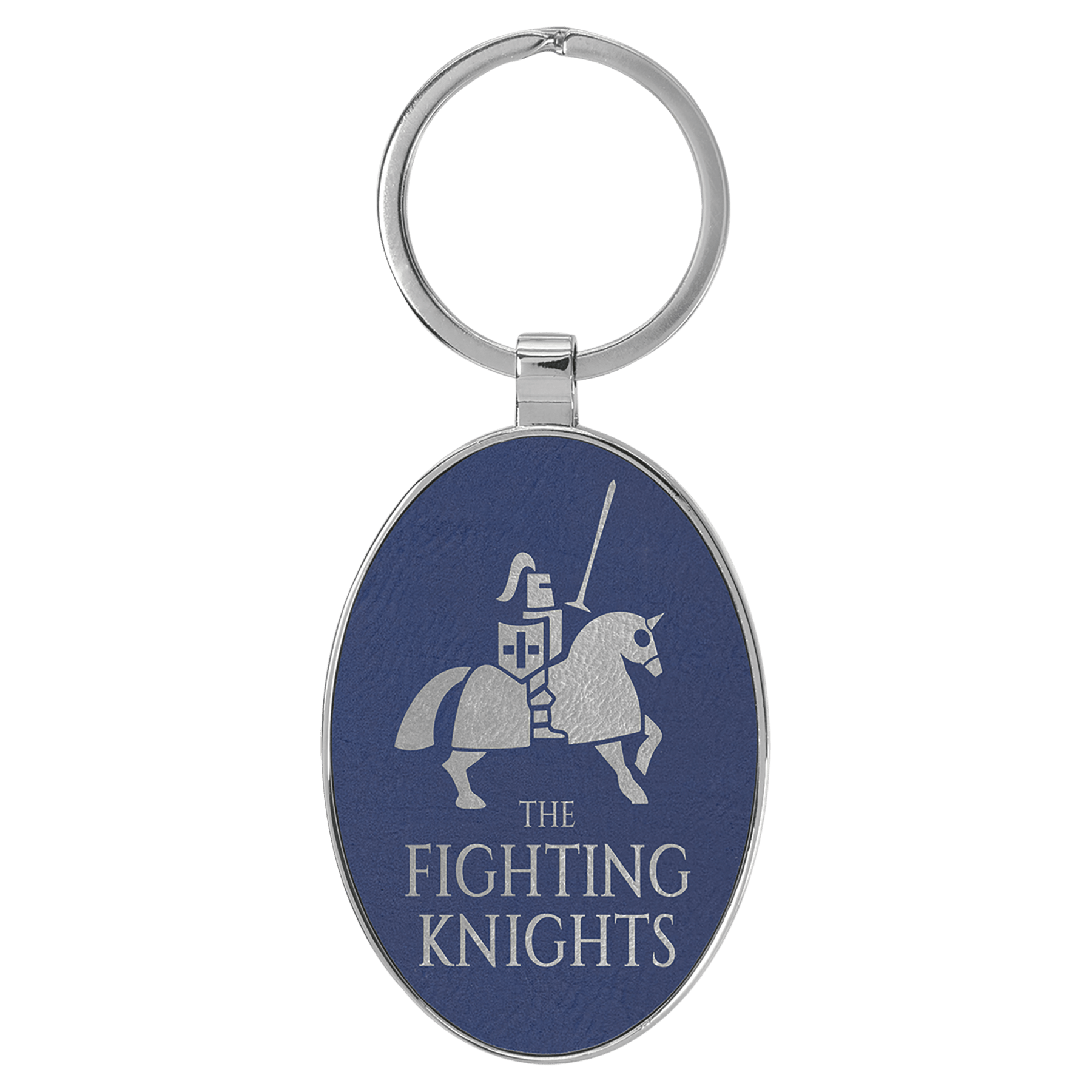 3" x 1 3/4" Laserable Leatherette/Metal Oval Keychain - HatFlow Company