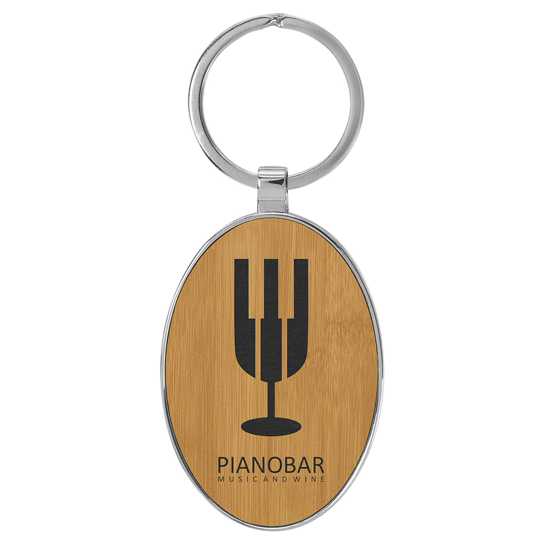3" x 1 3/4" Laserable Leatherette/Metal Oval Keychain - HatFlow Company