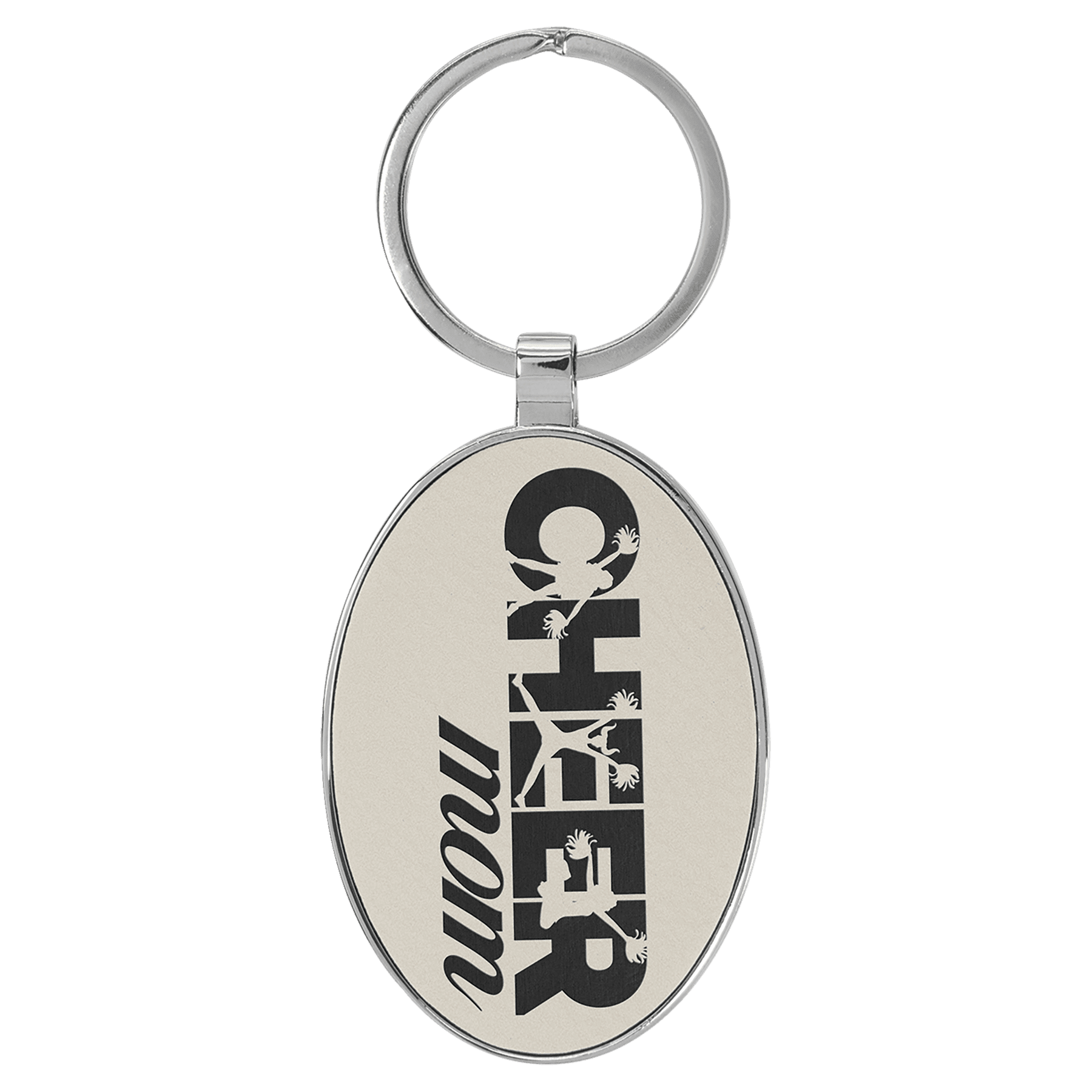 3" x 1 3/4" Laserable Leatherette/Metal Oval Keychain - HatFlow Company