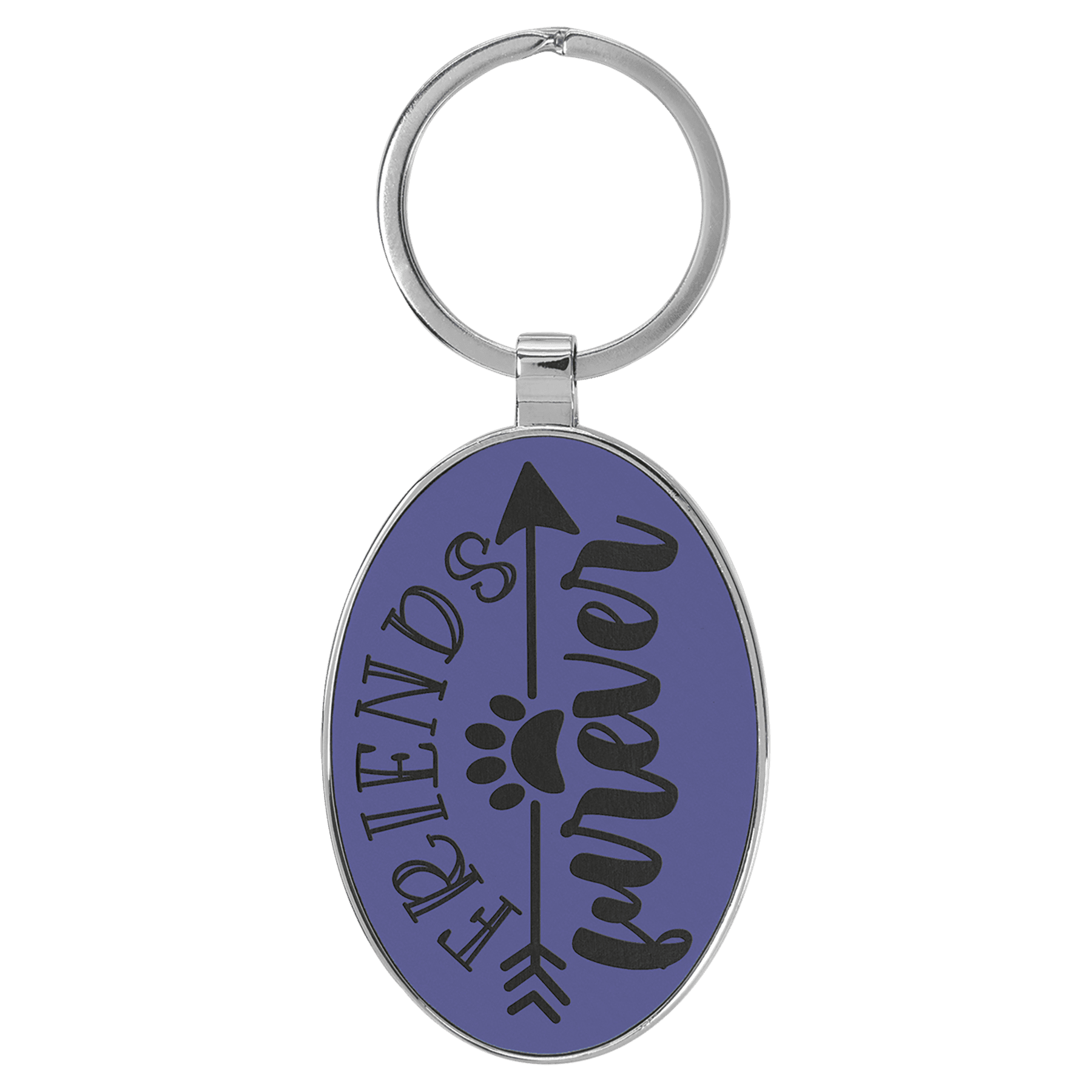3" x 1 3/4" Laserable Leatherette/Metal Oval Keychain - HatFlow Company