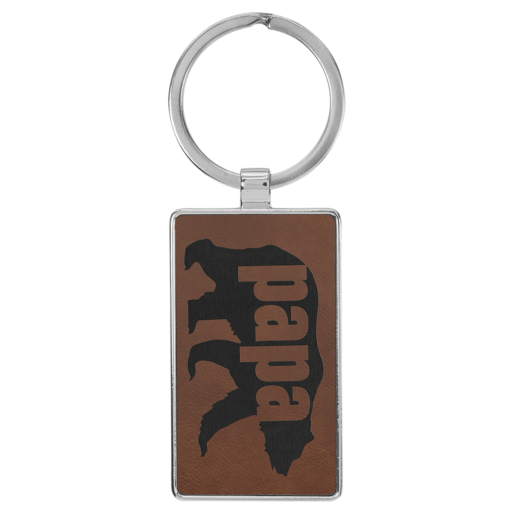 2 3/4" x 1 1/4" Laserable Leatherette/Metal Rectangle Keychain - HatFlow Company