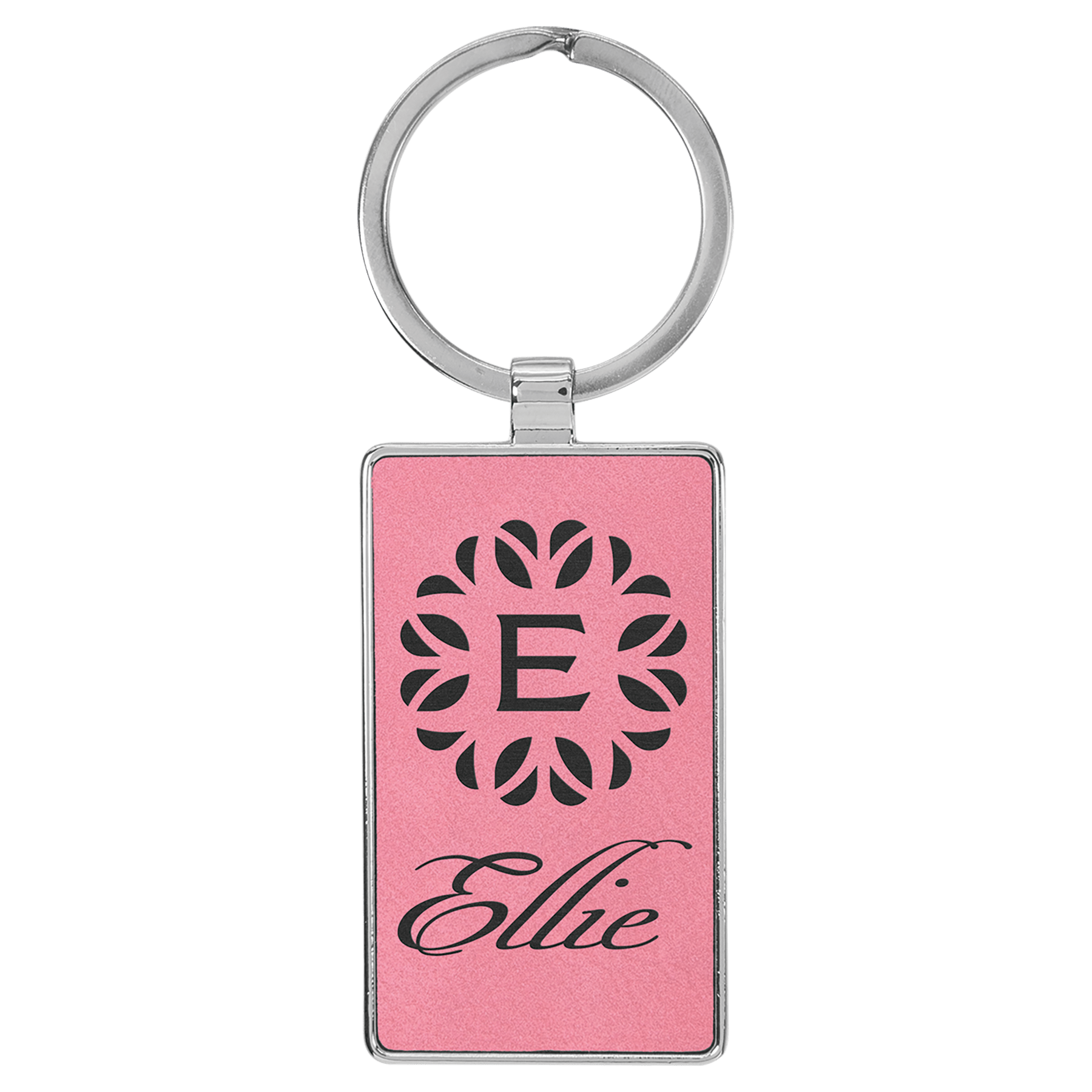 2 3/4" x 1 1/4" Laserable Leatherette/Metal Rectangle Keychain - HatFlow Company